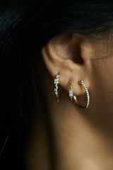 14k gold hoop earrings with white diamonds-L