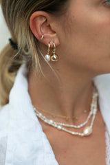 14K gold Hoops with pearl-big