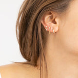 14k gold earring with white diamonds - Goldy jewelry store