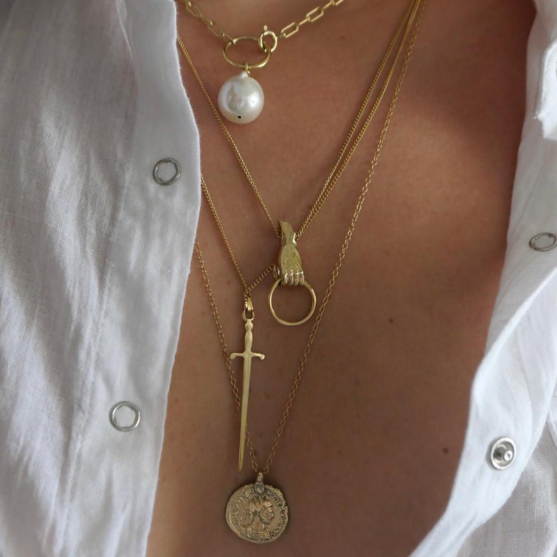 Solid hand gold plated necklace