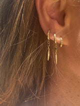 14k GOLD hoop earrings with 3 black diamonds