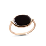 14K gold Oval ring with onyx stone - Goldy jewelry store
