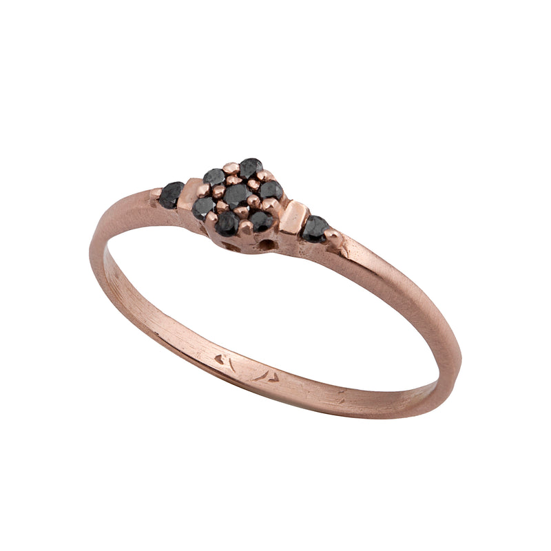 14K rose gold ring with black diamonds - Goldy jewelry store