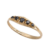 14k gold ring with 5 black diamonds - Goldy jewelry store