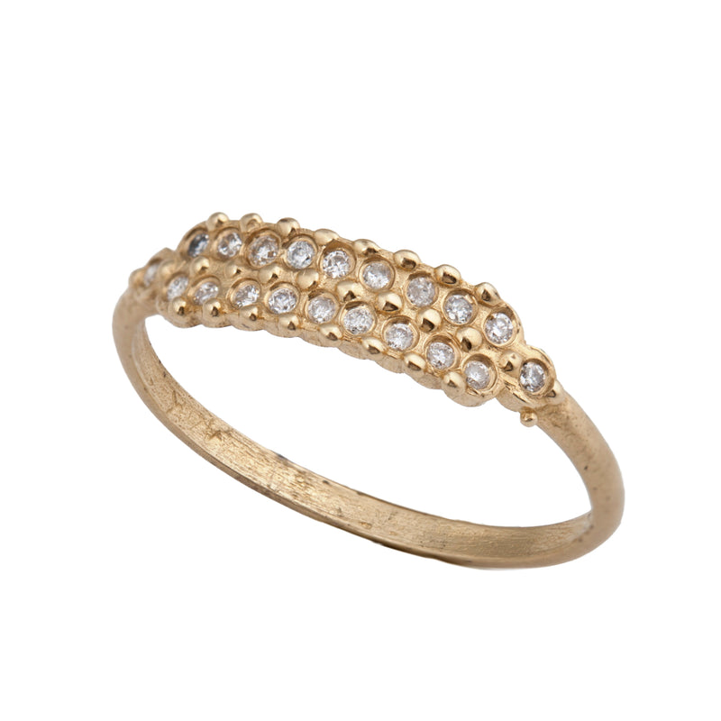 14k gold ring with two rows of diamonds - Goldy jewelry store