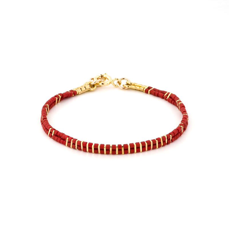 2 lines stripes red bracelet goldfield