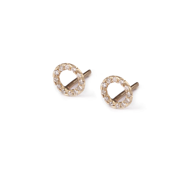 14k gold Round earring with diamonds - Goldy jewelry store