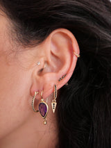 14k gold hoop earrings with black diamonds-L