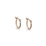 14k GOLD closed hoop earrings with black diamonds - Goldy jewelry store