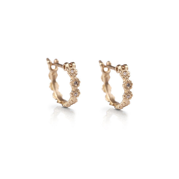 14k GOLD flowers earrings with diamonds - Goldy jewelry store
