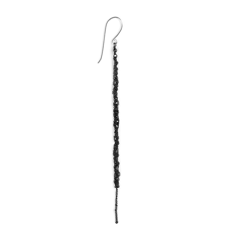 Silver / Black silver crochet long hanging earrings - Goldy jewelry store