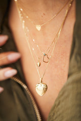 14k Gold necklace with swollen heart-XL