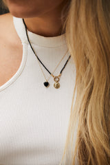 14K gold Necklace Spinel stones with small coin pendant