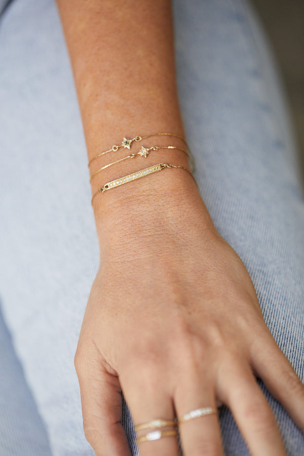 14K gold stripe bracelet with white diamonds
