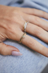 14k Gold ring with Black / White diamonds