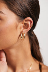 14K gold hoops fan earrings-L