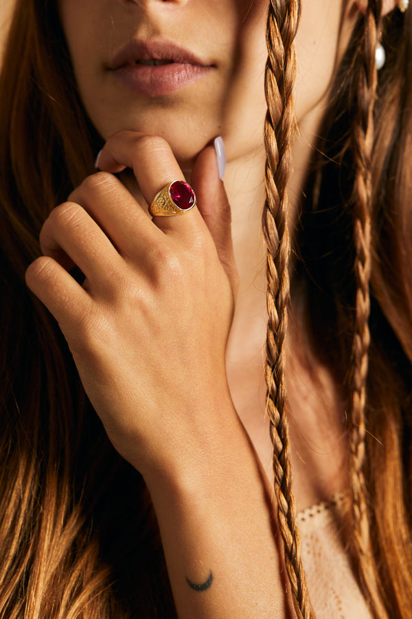 14K gold antique ring ruby