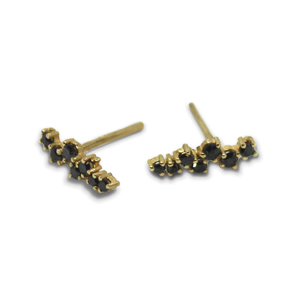 14k GOLD Black Diamond Stripe Earring - Goldy jewelry store