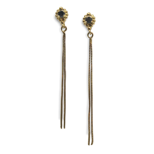 14k Gold Onyx Flower Earring - Goldy jewelry store