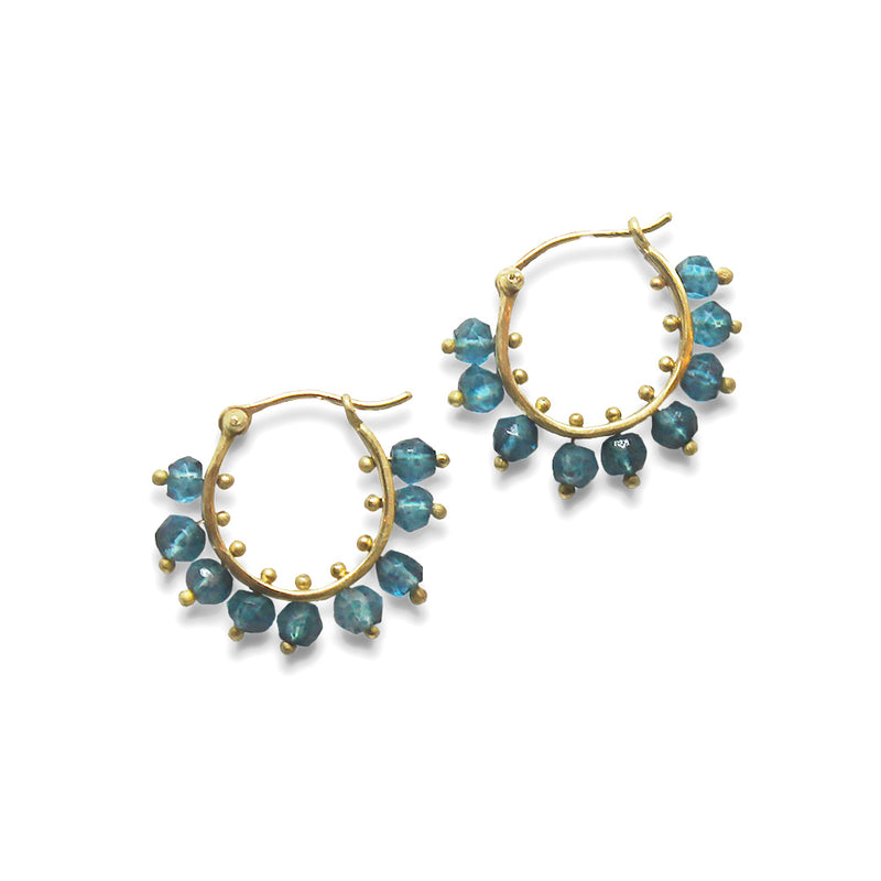 14k Gold Sapphire Hoop Earring - Goldy jewelry store