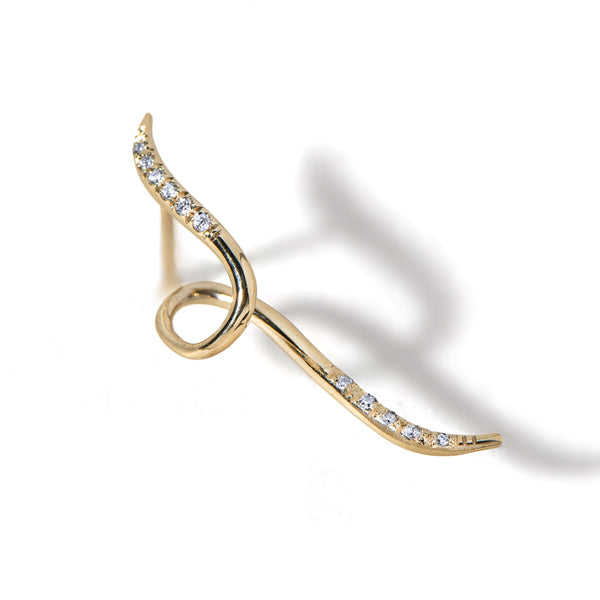 14K gold long tails diamonds earring