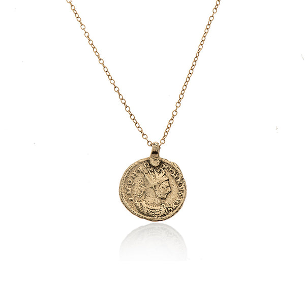 14k GOLD long necklace with large coin - Goldy jewelry store