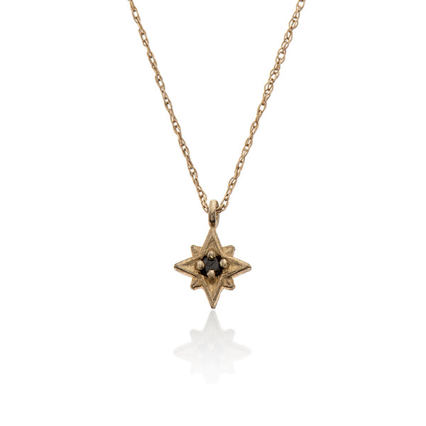 14k gold necklace with star and diamond - Goldy jewelry store