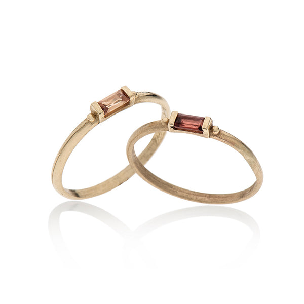 14K gold ring baguette with stone - Goldy jewelry store