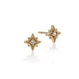 14k gold star with white diamond - Goldy jewelry store