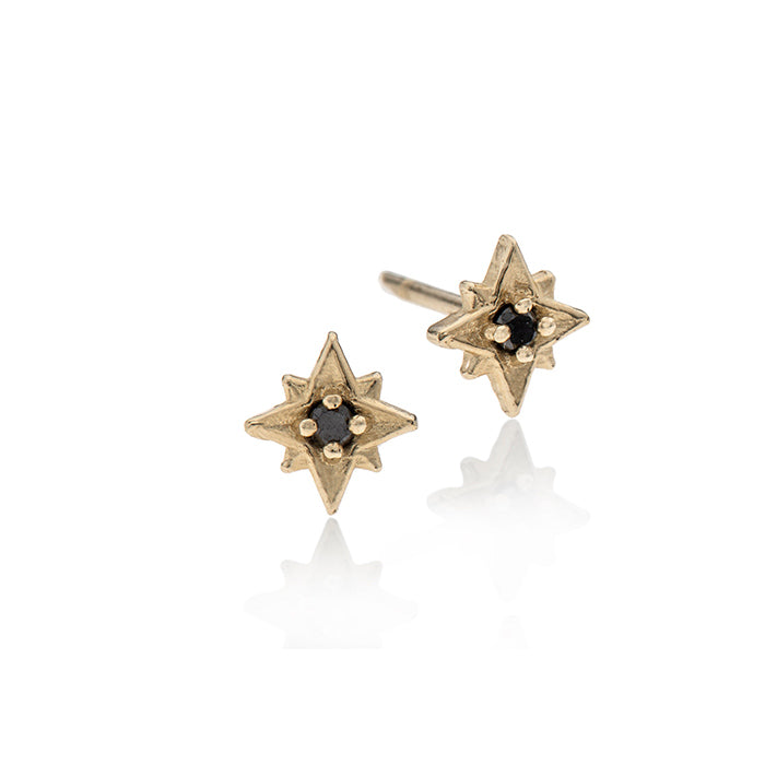 14k gold star with black diamond - Goldy jewelry store