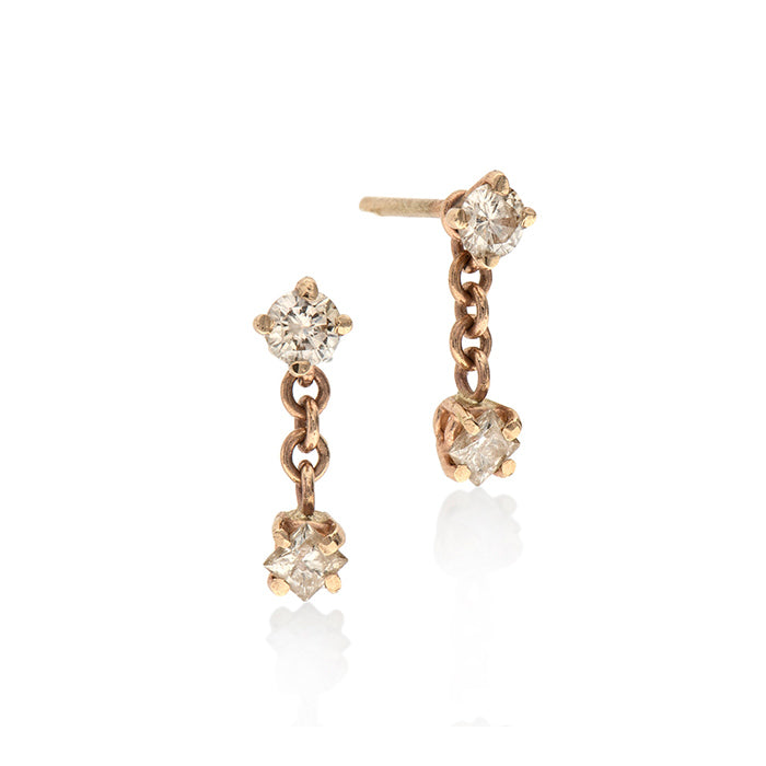 14k gold earring with white diamonds - Goldy jewelry store