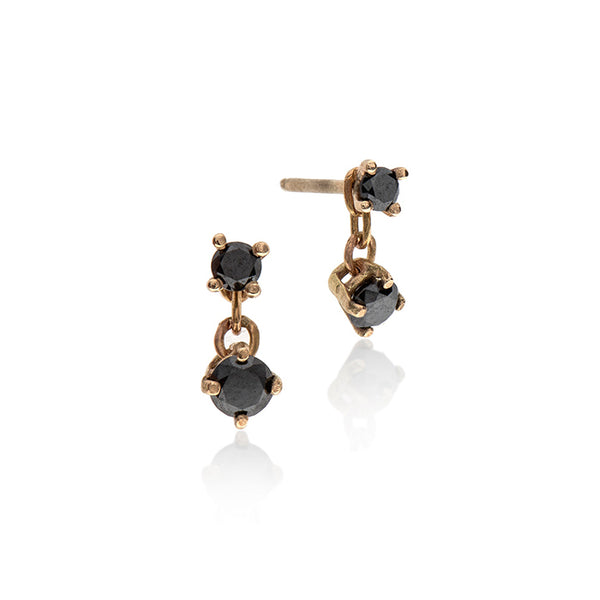 14k gold earring with black diamonds - Goldy jewelry store