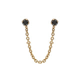 14k gold earring with 2 black diamonds - Goldy jewelry store