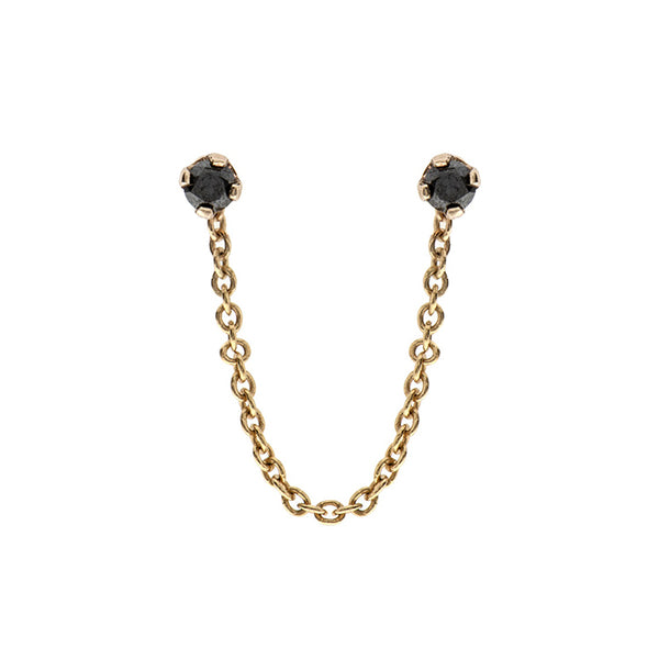 14k gold earring with 2 black diamonds - Goldy jewelry store