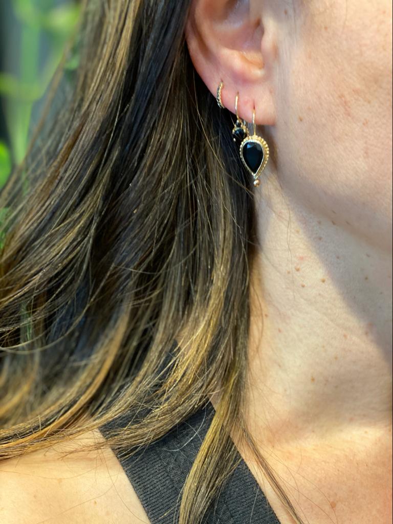 14k GOLD earring drop hanging with stone - Goldy jewelry store