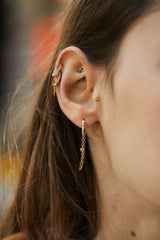 14k GOLD hoop earrings with black diamonds