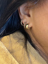 14k GOLD flowers earrings with black diamonds