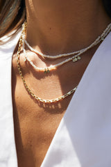 14k gold necklace with pearls