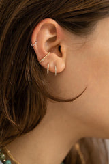 14k gold open hoop earrings white diamonds-L - Goldy jewelry store