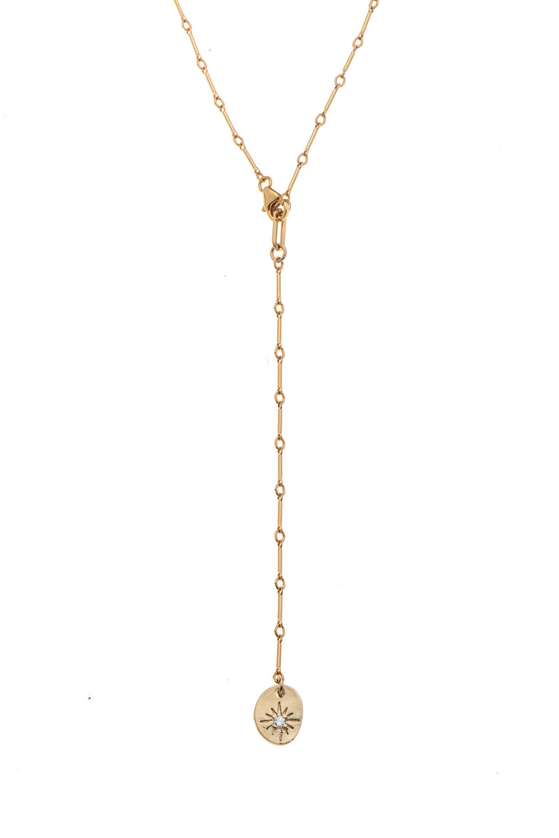 Long gold plated necklace with coin - Goldy jewelry store