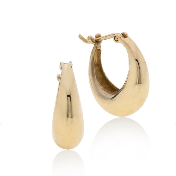9K gold hoops basket earrings