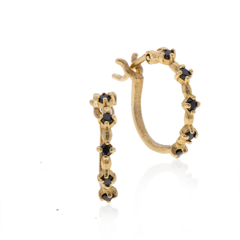 14k GOLD closed hoop earrings with diamonds