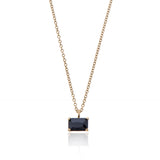 14K gold rectangle necklace with stone