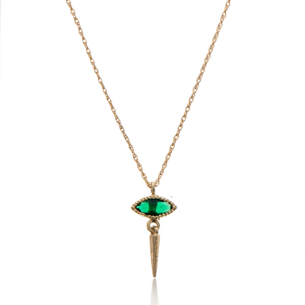 14K gold eye necklace with stone&cone