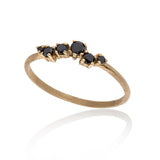14K gold ring with 7 black diamonds - Goldy jewelry store