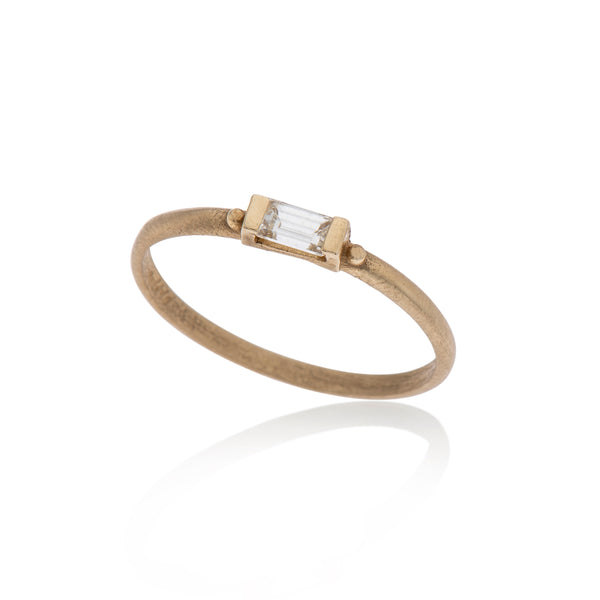 14K gold ring baguette white diamond - Goldy jewelry store