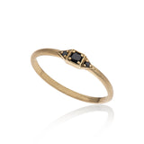14K gold ring with 3 black diamonds - Goldy jewelry store