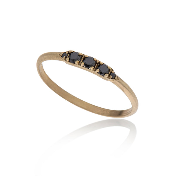 14K gold ring with 5 black diamonds - Goldy jewelry store