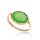 14K gold Oval ring with apple quartz - Goldy jewelry store
