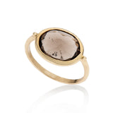 14K gold oval ring with smokey topaz - Goldy jewelry store